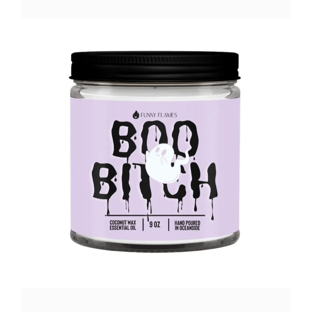 Candle Halloween Funny Flames 'Boo B*tch' Berry Cider Scented Candle NEW